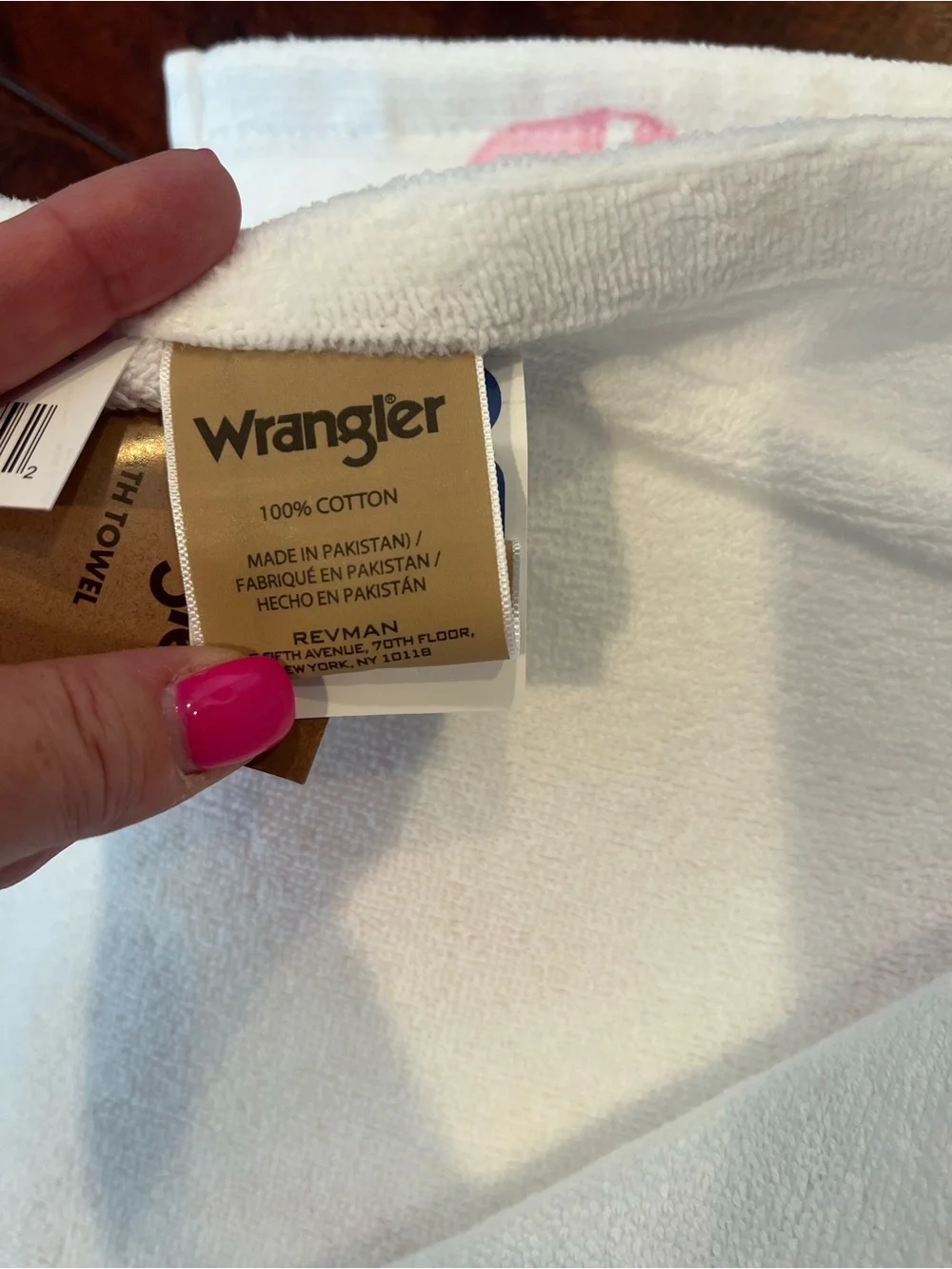 Wrangler Bath and Hand Towel Set with Pink Cowboy Boot Print